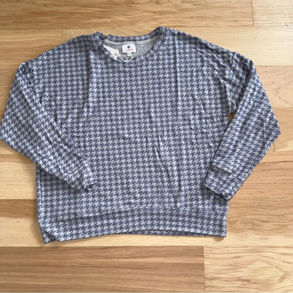 Anthropologie Sundry pullover Houndstooth Sweater size‎ M in gray/purple - Picture 6 of 10